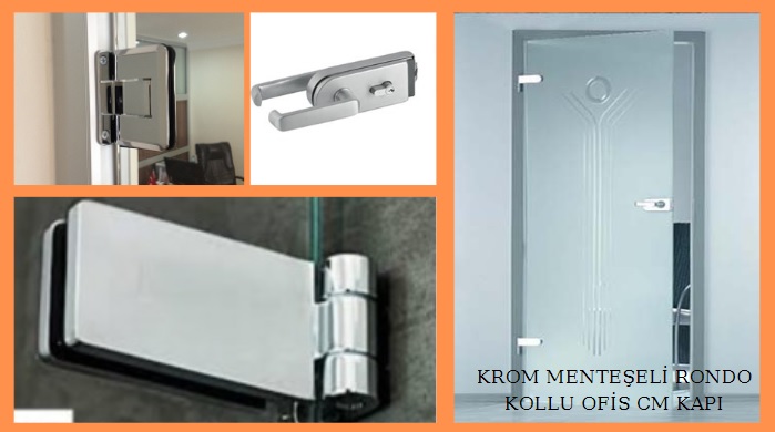 Menteşeli rondo kollu ofis içi cam kapı İzmir